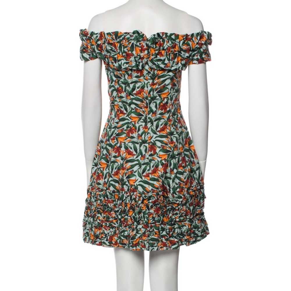 Agua by Agua Bendita Jardin Monarca Azul Mini Dress Off Shoulder Floral Print